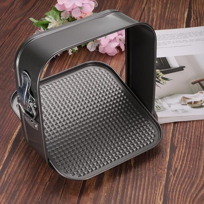 uxcell 7/8/9 Inch Springform Pan Nonstick Cake Pan with Removable Bottom Square Leakproof Cake Baking Pans Molds for Baking, Cheese Cakes, Pizza, Biscuits, Black