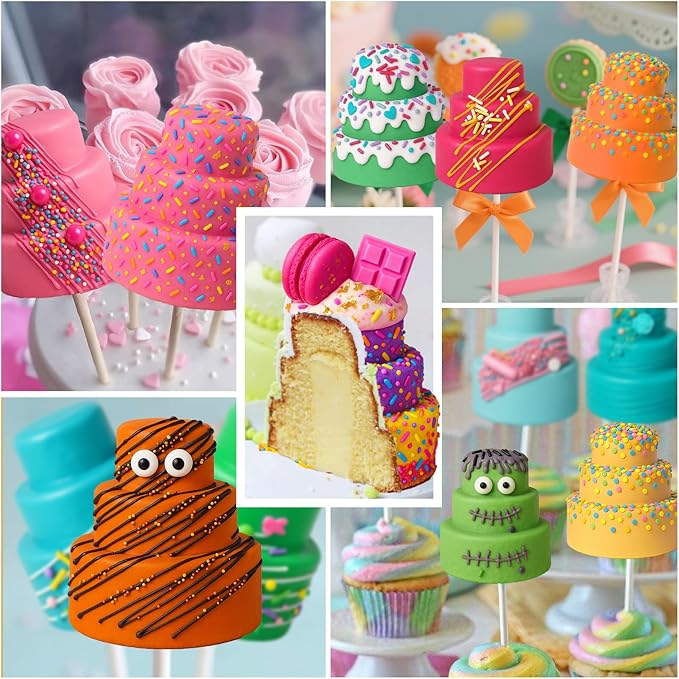 Silicone Cake Pop Molds with 100 Sticks & Parcel Bags, 6 Cavity Reusable Cakesicle Molds for Baking, Lollipops, Ice Cream, DIY Desserts, Cake Pop Maker Kit Easy Release & Dishwasher Safe
