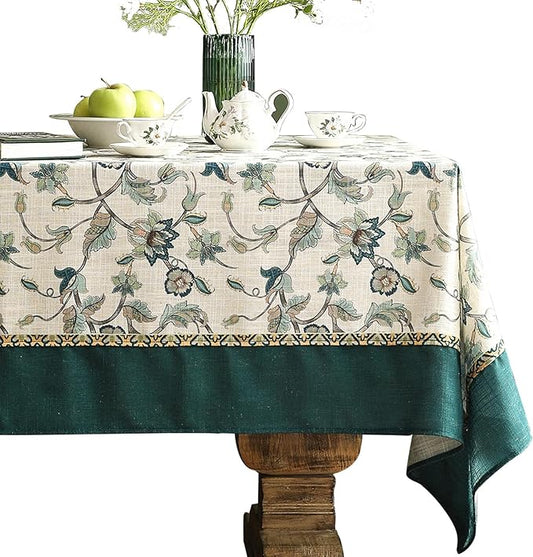 patdrea Designer Floral Linen Table Cloth French Durable Breathable Table Cover Decoration Kitchen Dining Tablecloth for Square Tables for Kitchen Dining Christmas,Holiday,Patio,67"x 67"