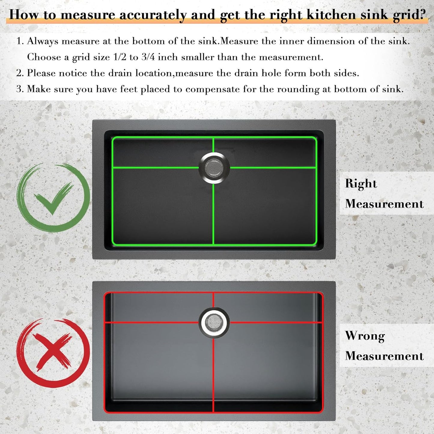 28-3/8’’ x 14-3/16’’ Stainless Steel Sink Grid, Sink Protectors for Kitchen Sink, Sink Protector with Rear Drain for Single Sink Bowl, Sink Bottom Grid, Sink Grate for Bottom with Sink Strainer