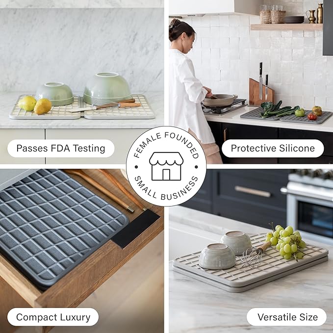 Dorai Home Dish Pad - Diatomaceous Earth Stone Drying Mat For Kitchen Counter - Quick Drying -Stone Dish Drying Mat For Kitchen - (24.6" x 16.5")