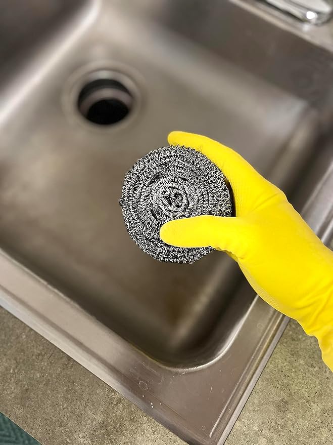 72 Count | KingSeal Stainless Steel Scrubbers, Scrub Pads, Heavy Duty, 50 gram Weight, Individually Wrapped - 6 Packs of 12 Scrubbers