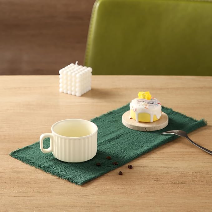 Handmade Cloth Napkins with Fringe, 100% Cotton Napkins, Delicate Handmade Linen Napkins for Dinners, Parties, Weddings and More, 17 x 17 Inch Set of 12 - DarkGreen