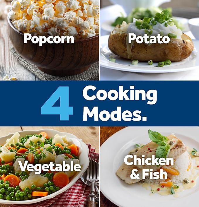 GE Countertop Microwave Oven,1, 200-watt Capacity, 2.0 Cubic Ft., 8 Auto Setting Cooking Settings, Child-Lock Technology, Kitchen Essentials for the Countertop, Dorm Room or Apartment, Stainless Steel