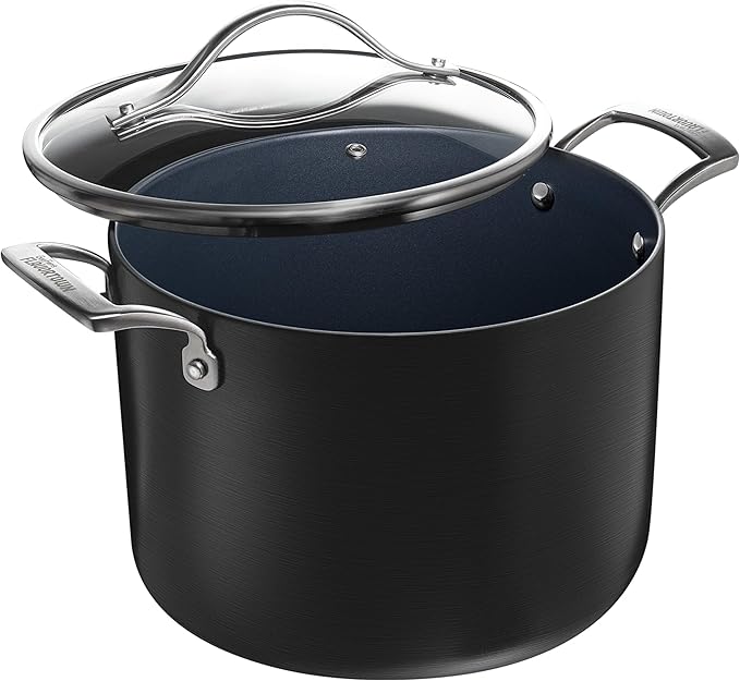 Guy Fieri's Flavortown Laser Titanium 8-Quart Stock Pot with Lid - Non-stick Cookware Without PFAS, PTFE, or PFOA, 3x More Durable, Dishwasher Safe, Oven Safe