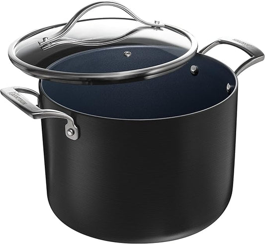 Guy Fieri's Flavortown Laser Titanium 8-Quart Stock Pot with Lid - Non-stick Cookware Without PFAS, PTFE, or PFOA, 3x More Durable, Dishwasher Safe, Oven Safe
