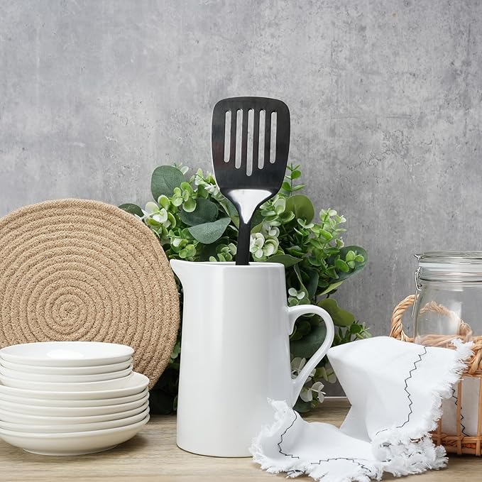 Brushed Slotted Stainless Steel Turner, Metal Spatulas for kitchen Use, Non-Slip Slotted Turner with Ergonomic Handle, Heavy Duty Cooking Utensils for Flipping Grilling Fish Eggs