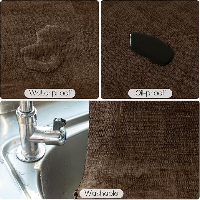 Romanstile Reversible Vinyl Placemats Set of 6, Faux Leather 100% Waterproof Oil-Proof Wipeable Place Mats, Heat Resistant Dual Sided Table Mats for Kitchen/Dining/Party (Grey Brown, 12 x 17 Inch)