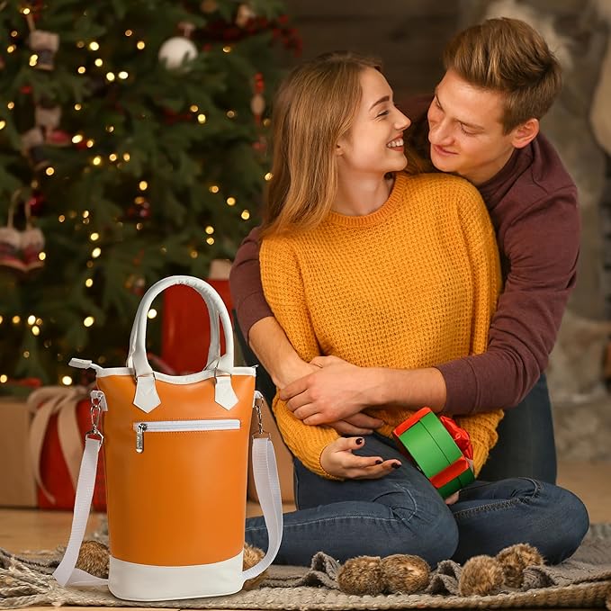 Tirrinia Insulated Wine Gift Carrier Tote - Travel Padded 2 Bottle Wine/Champagne Cooler Bag for Portable Wine Bottle Carrying Case, Women Men Wine Party Bag for Event, BYOB,B each, Gift for Wine