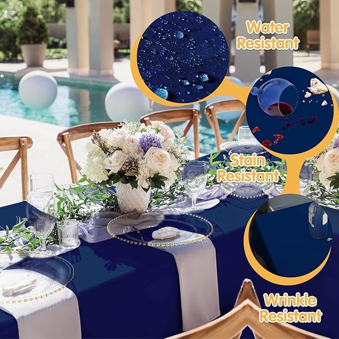 BRILLMAX 4 Pack Navy Blue Tablecloths for 6 Foot Rectangle Tables 90 x 132 Inch - 6ft Rectangular Bulk Linen Polyester Fabric Washable Cloth Cover for Wedding Reception Banquet Birthday Party