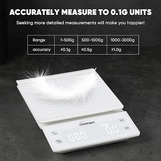 Food Scales for Kitchen,0.1g/3kg High Precision Small Multifunctional Digital Kitchen Food Scale,Digital Accurate Coffee Scale (White)