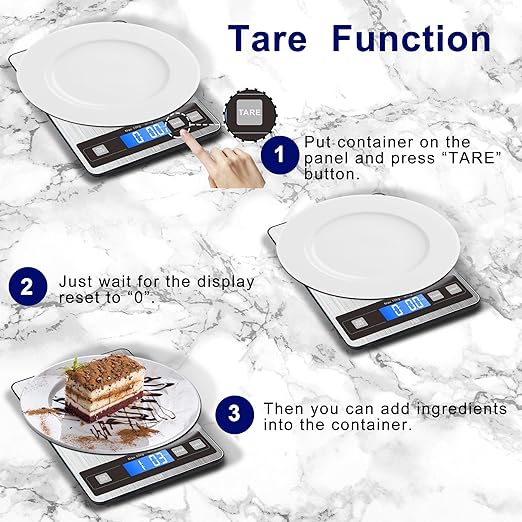 hito 22lb Food Scale, Digital Kitchen Scale with Type-C & Battery Dual Charging, 1g/0.1oz Precision, Waterproof LCD Display, Stainless Steel & Tempered Glass for Cooking, Baking (Ash Silver)