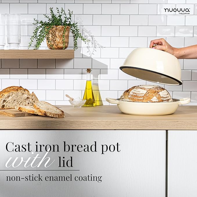 Enamelled Cast Iron Dutch Oven For Bread Baking – Dutch Oven Pot For Sourdough Bread Baking – Cast Iron Bread Pot – Dark Blue, 6 Quarts, 26cm – by Nuovva