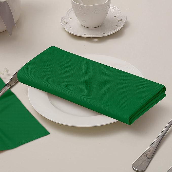 Ruvanti Cloth Napkins Set of 12, 18x18 Inches Napkins Cloth Washable, Soft, Durable, Absorbent, Cotton Blend. Table Dinner Napkins Cloth for Hotel, Christmas Parties, Restaurant, Wedding - Dark Green