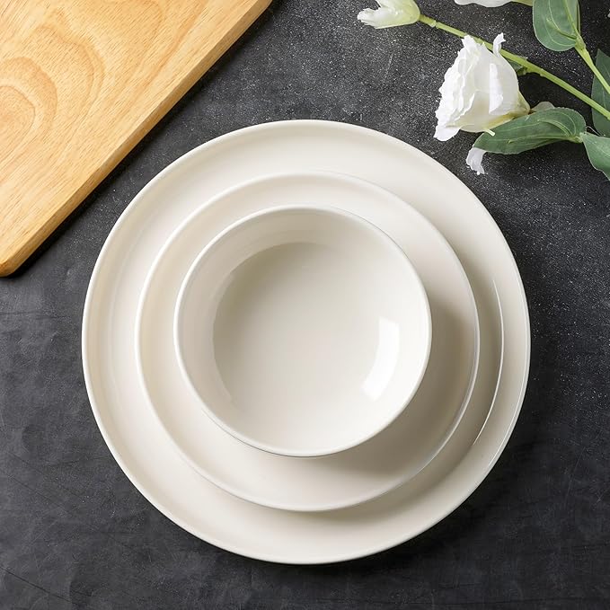AmorArc Ceramic Dinnerware Sets, High Rim Stoneware Plates and Bowls Sets, Highly Chip and Crack Resistant | Dishwasher & Microwave & Oven Safe Dishes set, Service for 4 (12pc)