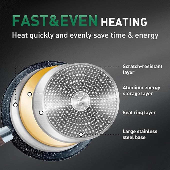 MAISON ARTS Pots and Pans Set Non Stick, Kitchen Cookware Sets Nonstick, 12 Piece Granite Cooking Pot and Pan for Induction, Stovetop, Blue