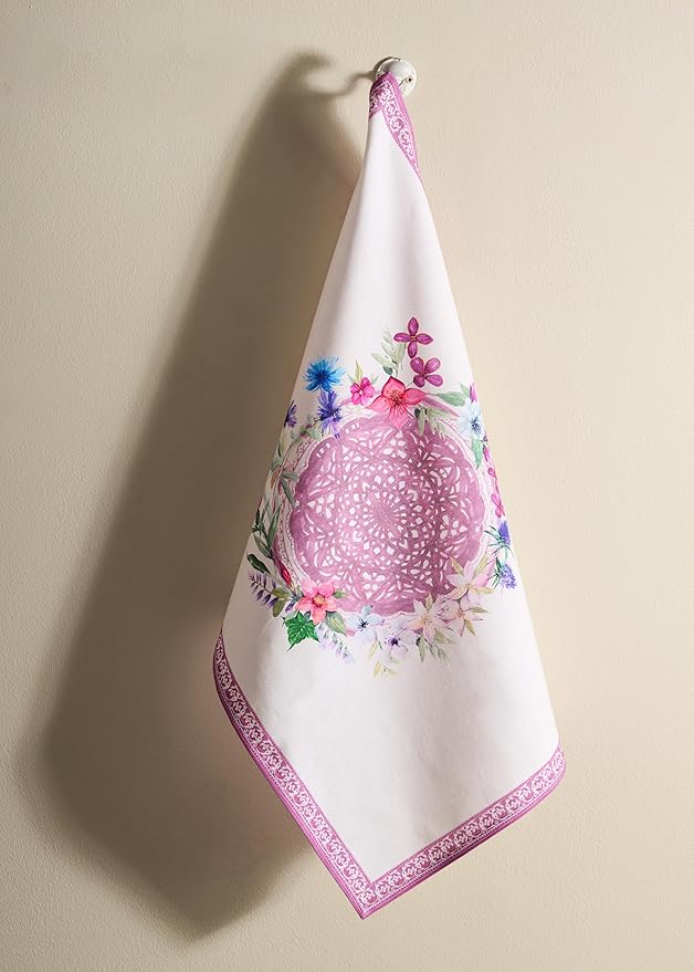 Maison d' Hermine Kitchen Towels Set of 3 100% Cotton 27.50" x 20" Reusable Cloth Tea Dish Towels Absorbent with Hanging Loop for Kitchen, Home, Dining, Cocktail Parties Spring/Summer (Chardon)