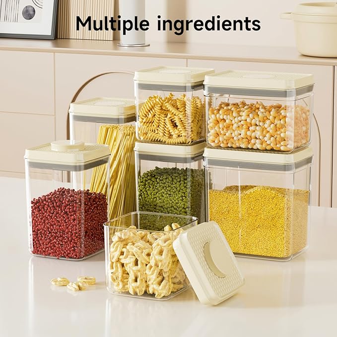 Airtight Food Storage Containers with Pop Top Lids, 3 Pcs BPA Free Plastic Dry Food Canisters for Kitchen Pantry Organization Cereal Flour and Sugar, 2qt+0.9qt*2