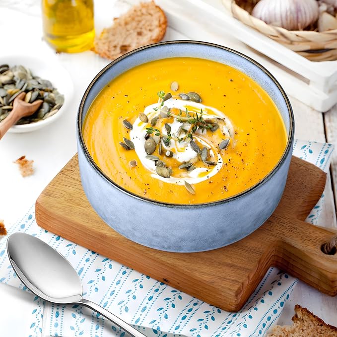 LIANYU 24 Pcs Plates and Bowls Dinnerware Sets for 8, Stoneware Dinner Dish Set, Dishware for Dessert Salad Pasta, Microwave & Dishwasher Safe, Serenity Blue