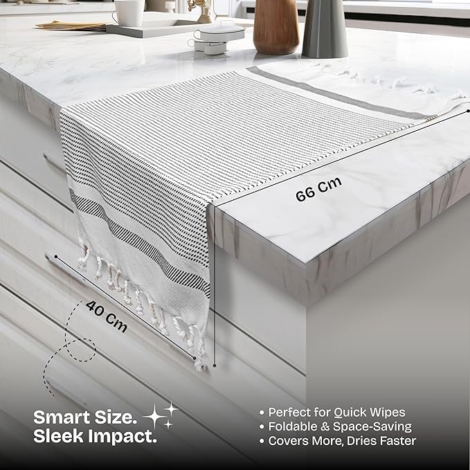 Black Turkish Kitchen Towels 16x26 Inch, 5 Pack, 100% Cotton, Ultra Absorbent, Soft, Fast Dry, Machine Washable, Dish Towel with Tassels for Drying Dishes, Cleaning, Everyday Use