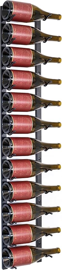 Premium Wall Mounted Metal Wine Rack - 12 Wine Bottles Holder - Modern Wine Rack, Matte Black - Space Saving for Home, Kitchen, Bar - Designed in Canada by Wine Enthusiasts