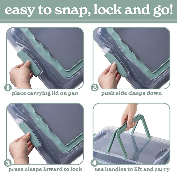 Country Kitchen Baking Pans Set - 10 Piece Non-Stick Cake Pans with Carry Lids for Easy Storage & Travel, Perfect for Parties - Stackable, Sage