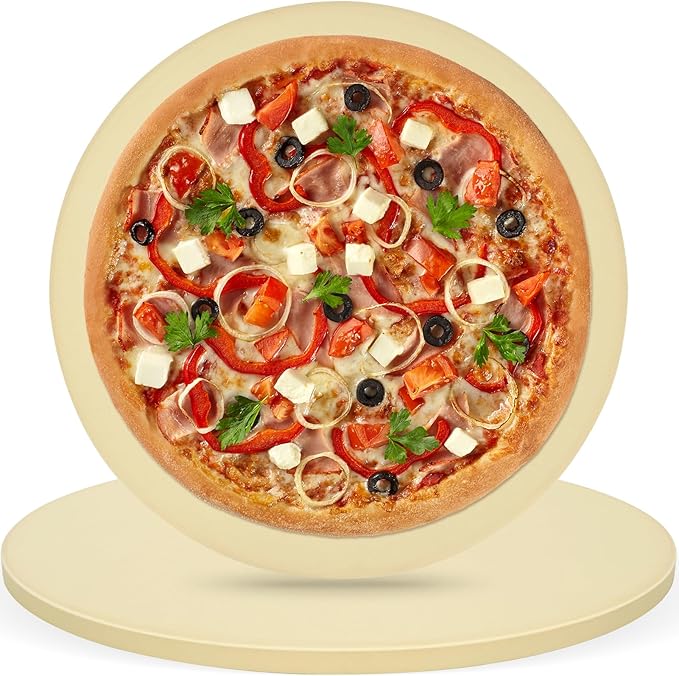 GOOD GAIN Pizza Stone for Oven Grill - Cordierite Baking Stone for Bread, Pies | 15'' Round Oven Stones for Cooking | Indoor,Outdoor | Durable, Heat Shock Resistant (Beige)
