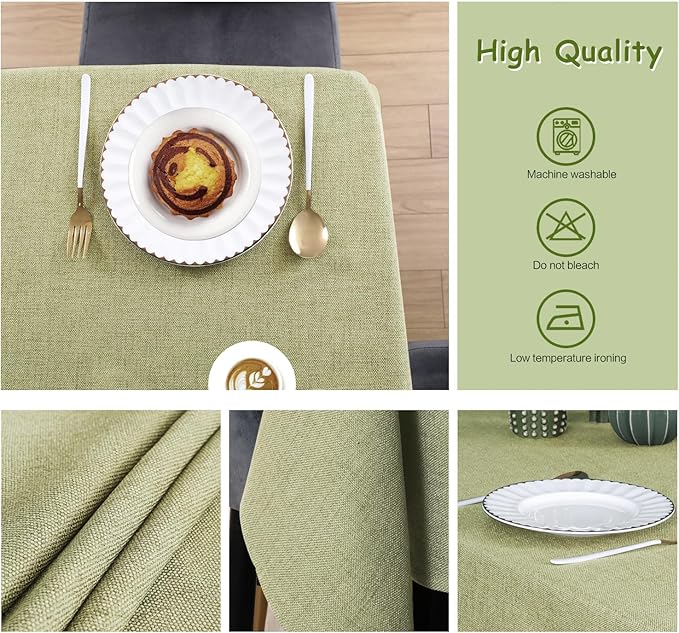 Table Cloth Rectangle Table Cover 55x71 Inches Faux Linen Wrinkle Free and Waterproof Sage Green Rectangle Tablecloth for Kitchen Dining Party Buffet Wedding