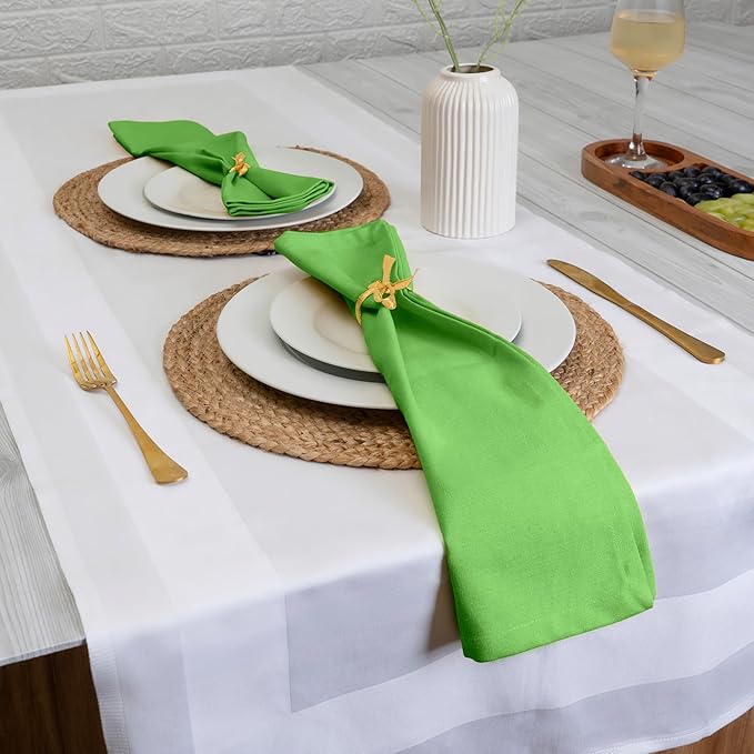 Blue Needles Solid Cloth Napkins Set of 6 Apple Green 100% Cotton Dinner Napkins 18x18 inches - Soft, Reusable, Absorbent & Washable Fall Thanksgiving Linen, Ideal for Events, Parties & Everyday Use
