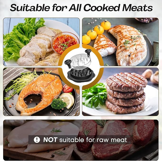 10'' Pro Chicken Shredder Tool Twist Large for Kitchen, BPA-Free Food-Safe Meat Grinder, Visible Chicken Breast Meat Shredder with Strong Anti-Slip Bottom & Ergonomic Handle, Black