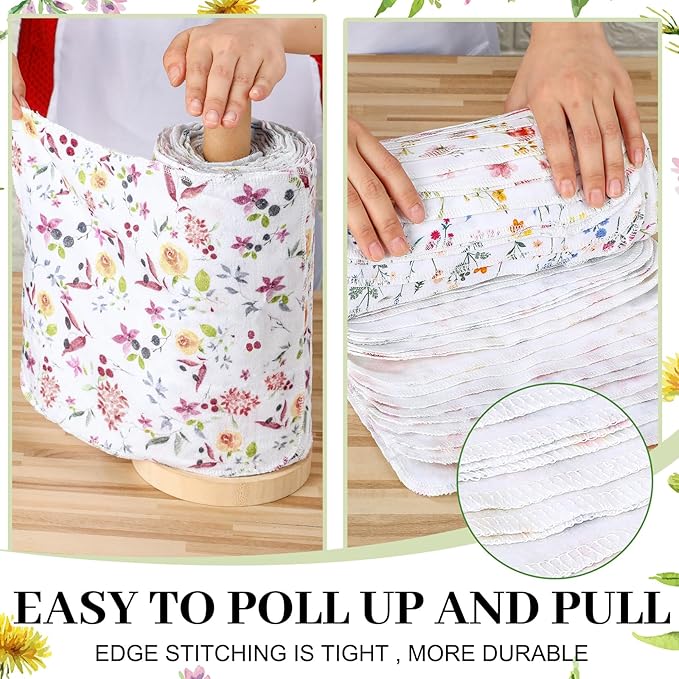 36 Pack Reusable Cleaning Cloths Washable Cotton Kitchen Dish Towels for Home Christmas Party Supplies Bulk, 9.84x11.81in (Wildflowers)