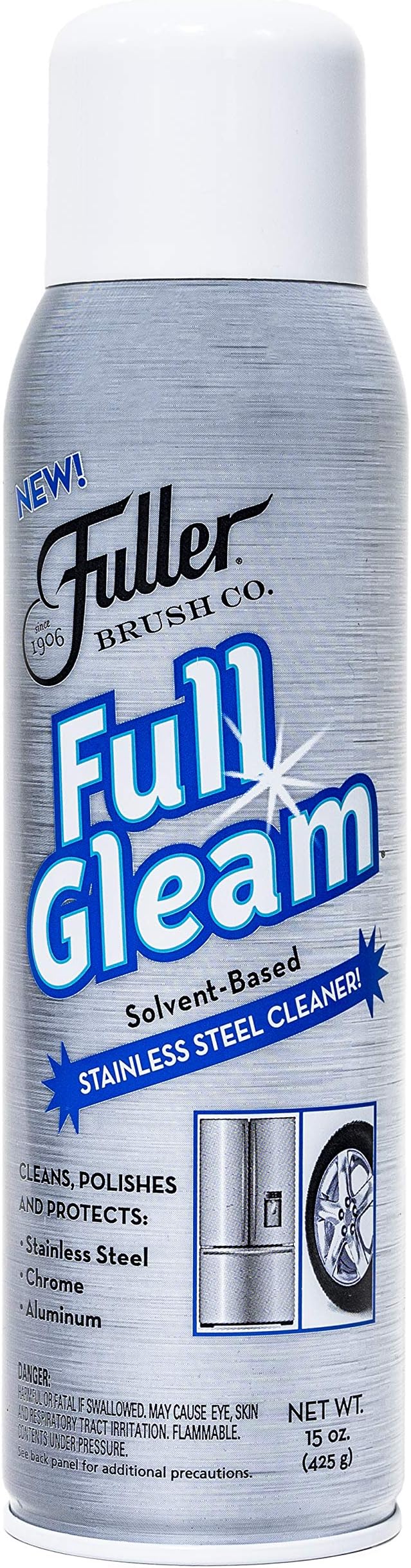 Fuller Brush Full Gleam Stainless Steel Cleaner - Chrome & Aluminum Conditioner Spray For Cleaning Pots, Pans, Cooktop & Kitchen Appliances - Easy Clean & Polish For Home & Business