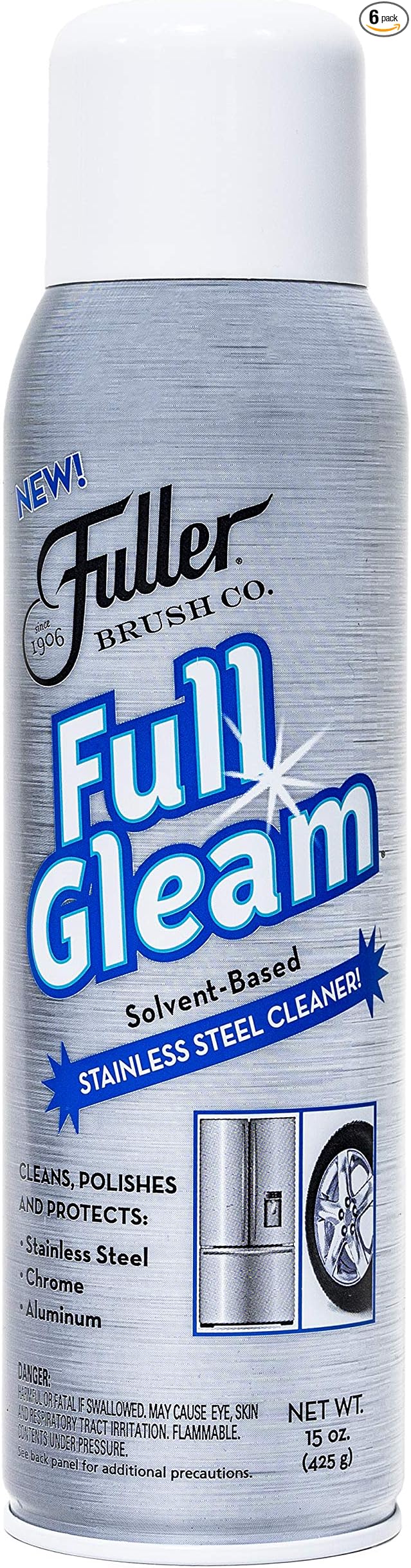 Fuller Brush Full Gleam Stainless Steel Cleaner - Chrome & Aluminum Conditioner Spray For Cleaning Pots, Pans, Cooktop & Kitchen Appliances - Easy Clean & Polish For Home & Business