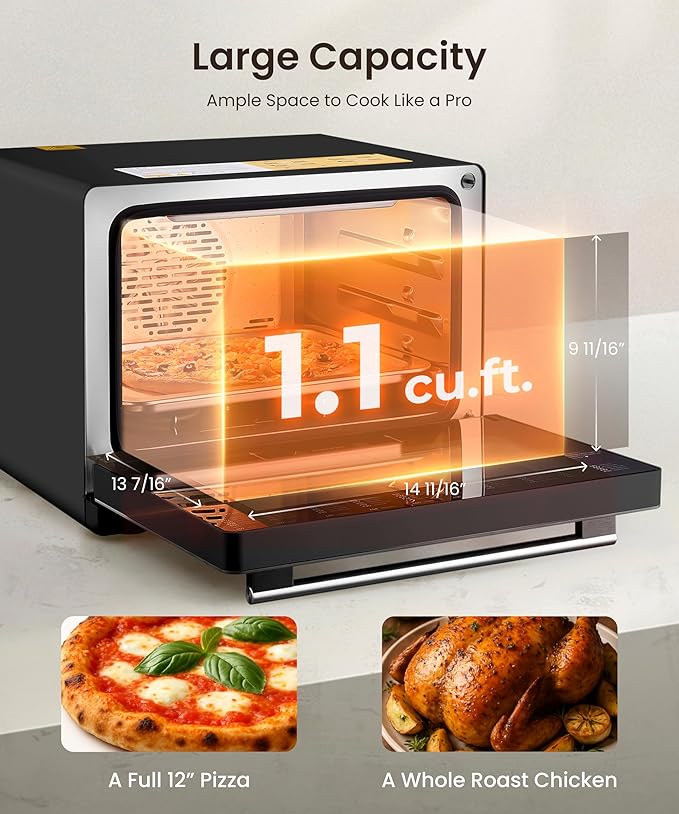 FOTILE HYZK32-E3-B ChefCubii 1.1 cu. ft. 4-in-1 Combi-Steam Oven with Steam-Bake, Air Fry, Convection, Dehydrator Functions, and 50 Preset Menus, Black