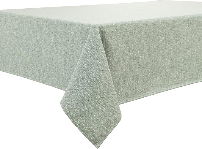 BALCONY & FALCON Small Square Tablecloth Washable Wrinkle Resistant and Water Proof Table Cloth Decorative Linen Tablecloths for Bedside End Table Bedroom Nightstand (Celadon Green, 35x35)