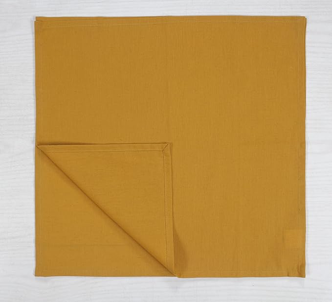 ANA Cloth Napkins Set of 6 (17.5x17.5) inch 100% Cotton Dinner Napkin Washable Hotel Quality Reusable Kitchen & Table Linen for Fall Thanksgiving Family Dinners Weddings & Everyday Use - Mustard