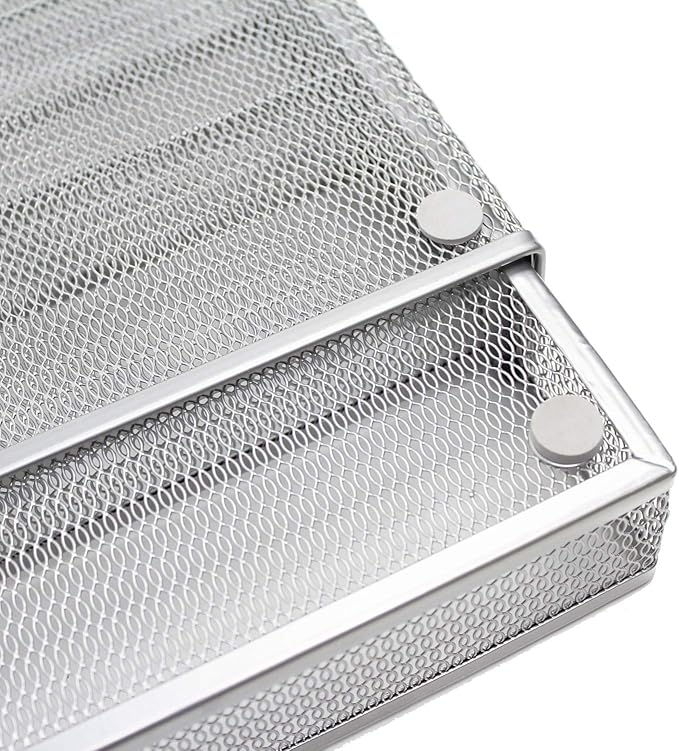 JANE EYRE Utensil Drawer Organizer - Expandable Cutlery Tray, Silverware/Flatware Storage Divider for Kitchen, Mesh Designing with Non-slip Rubber Feet (Silver)