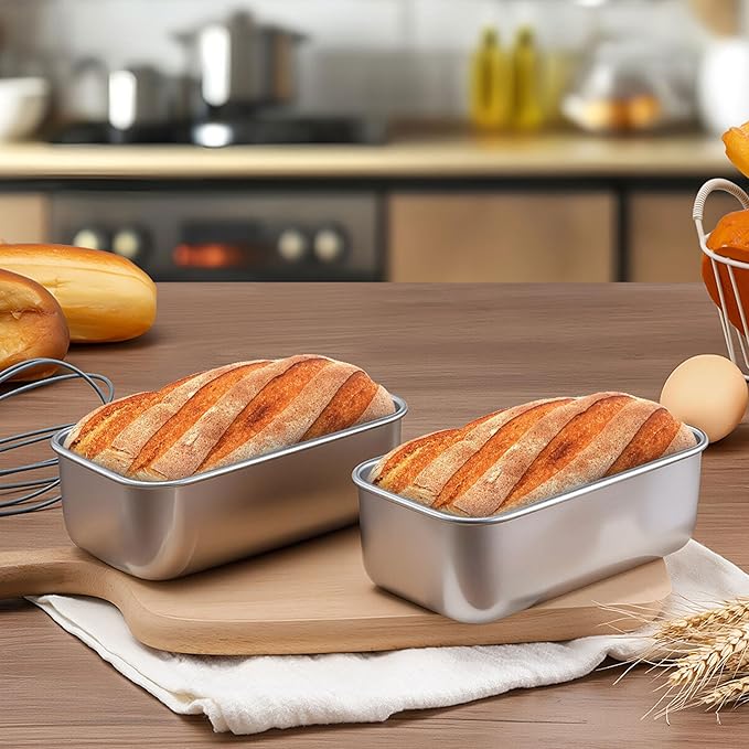 LIANYU Mini Loaf Pan for Baking Bread, 8 Pack 6.3 x 3.5 Inch Stainless Steel Small Bread Loaf Pan for Homemade Meatloaf, Tin Loaf Baking Pan Perfect for Banana Sourdough Sandwich, Dishwasher Safe
