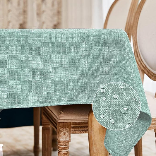 BALCONY & FALCON Square Tablecloth - Small Waterproof Table Cloth, Wrinkle Resistant Table Cover Linen Fabric Tablecloths for Dining Kitchen Wedding and Outdoor Decoration (Celadon Green, 47"x47")