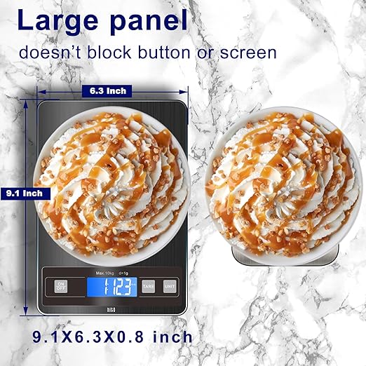 hito Food Scale 33lb Digital Kitchen Scale Rechargeable Waterproof Weight Grams and oz 1g/0.1oz Precise, for Weight Loss, Cooking and Baking, Black