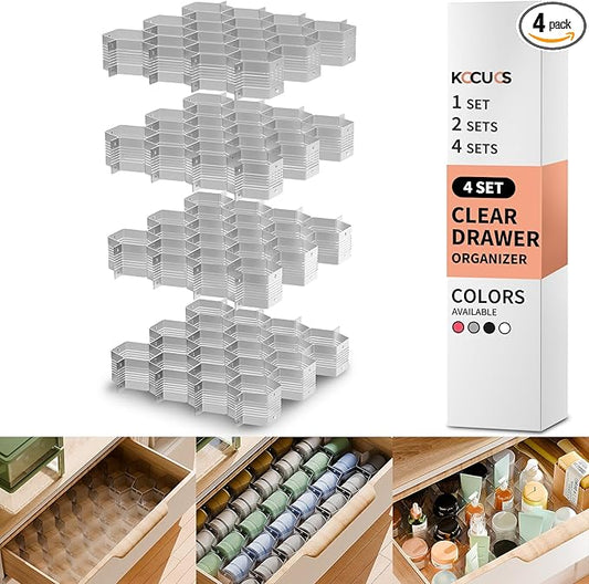 Honeycomb Separator Adjustable Drawer Organizer Divider for Underwear Belt-Scarf Socks Organizer (Gray(4pcs))