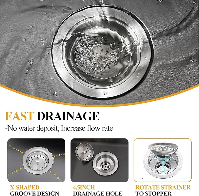 Black Kitchen Sink, Undermount Stainless Steel Bar Sink 30x18x9 Inch Drop In Single Bowl Kitchen Sink With Accessories-Sink Grid,Silicon Faucet Mat,Drain Assembly Set For Modern Kitchen Sink