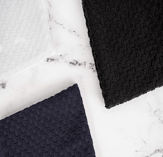 Wealuxe Super Absorbent Kitchen Towels 12 Pack - Premium 100% Cotton Kitchen Towels, 450GSM Thick Machine Washable Navy Dish Towels for Kitchen Drying, Cleaning, Dobby Weave, Unmatched Quality