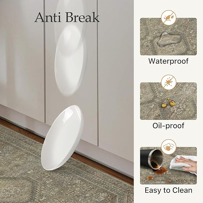 GENIMO Kitchen Mats for Floor 2PCs, Washable Anti Fatigue Mat for Cushioned, 17.3"x59"+17.3"x30", Waterproof Kitchen Rugs, Non Slip Comfort Standing Mat Rug for Home, Sink, Laundry, Sage