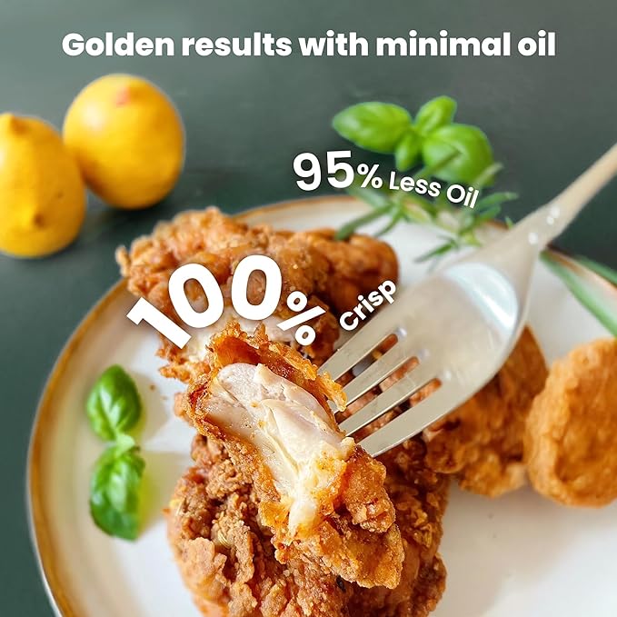 Kismile Upgraded 5-in-1 Glass Air Fryer, Portable Airfry with Dual Glass Bowl Design(4.7 QT & 2.6QT), Adjustable Temp &Time, Freezer & Dishwasher Safe, Bake, Roast, Air Fryer, Keep Warm, Crisp