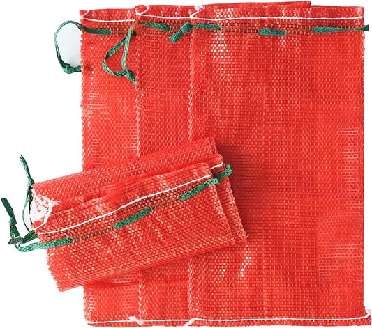 10 lb Mesh Onion Bags 400pcs, 11"×18" Mesh Produce Bags Hanging Reusable Breathable Vegetable Storage Net Bag with Drawstring for Onions Potatoes Citrus Crawfish, Red (Pack of 400)