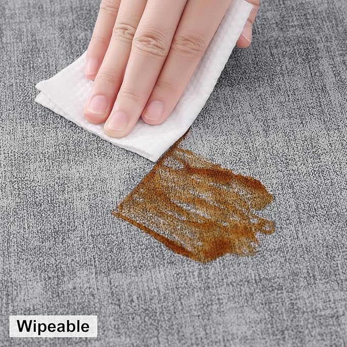 homing Round Faux Leather Placemat and Coaster 6 Packs, Washable Heat Resistant Dining Place Mats, Wipeable Double-Sided Table Mats for Indoor and Outdoor, Diameter 13 and 3.93 inch, Light Grey