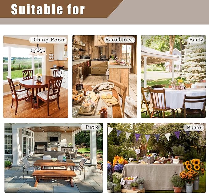 Fitable Faux Linen White Tablecloths for Rectangle Tables - 90 x 132 Inch - 6 Pack Fabric Textured Washable Table Clothes Floor Lenghth Table Covers for Wedding, Party, Banquet, Birthday