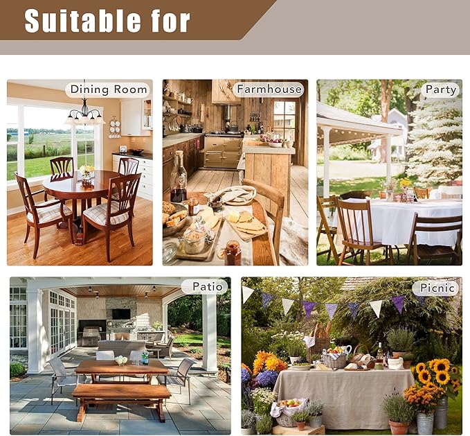 Fitable Faux Linen Tablecloth Square Wrinkle Resistant Fabric Neutral Table Cloth, Indoor Outdoor Table Cover for Kitchen Dining, Birthday Party, Farmhouse (Stone, 54 x 54 Inch)