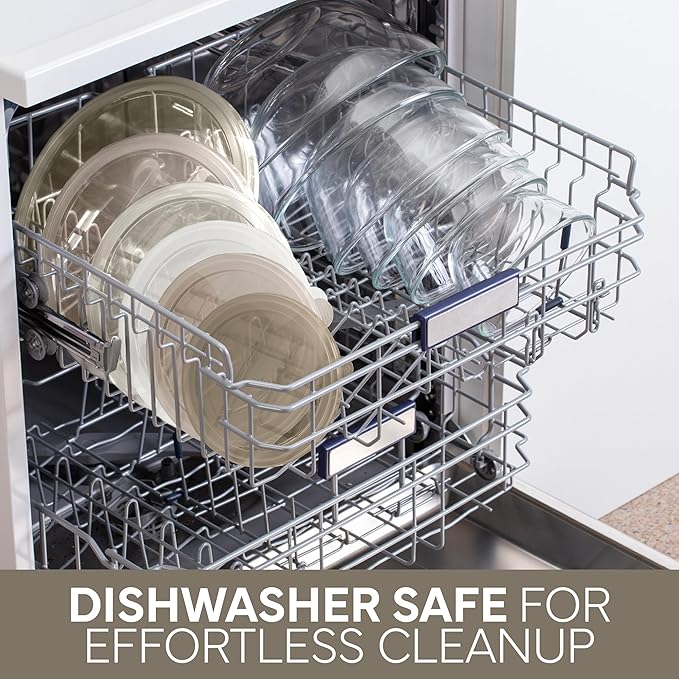 COOK WITH COLOR 12 Pc Glass Mixing Bowl Set with Lids – Borosilicate Glass Nesting Bowls for Cooking, Baking and Meal Prep, Brown